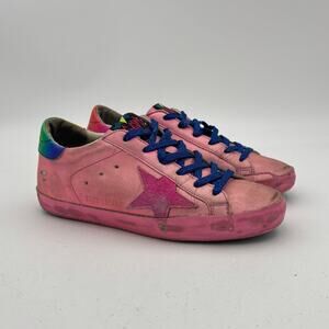 Golden Goose Superstar Sneakers GGDB Pink Rainbow Shoes Women's 37 US 7